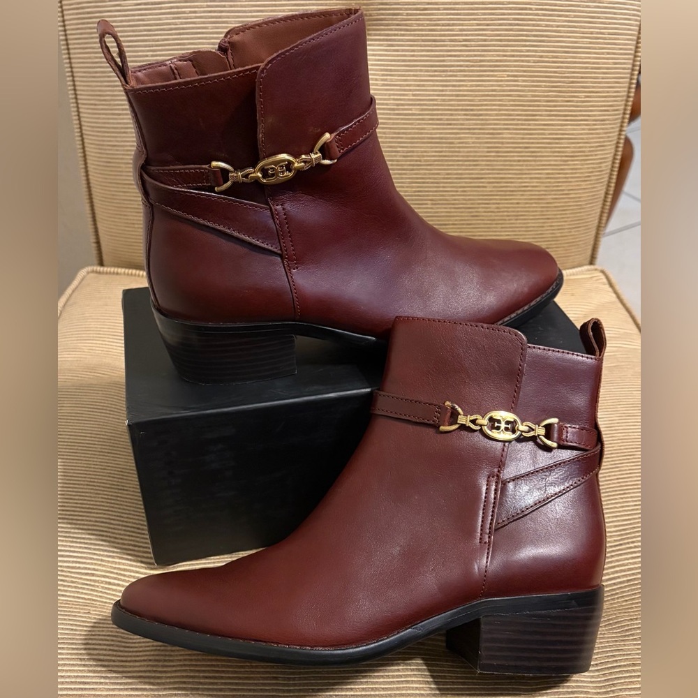 NWT Sam Edelman Women's Brawley Buckled Ankle Boots in Deep Pecan - Size 6